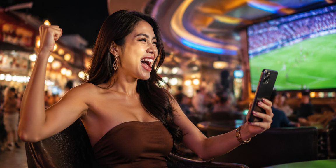 Pemain menikmati casino mobile di malam hari dengan suasana pasar malam yang meriah