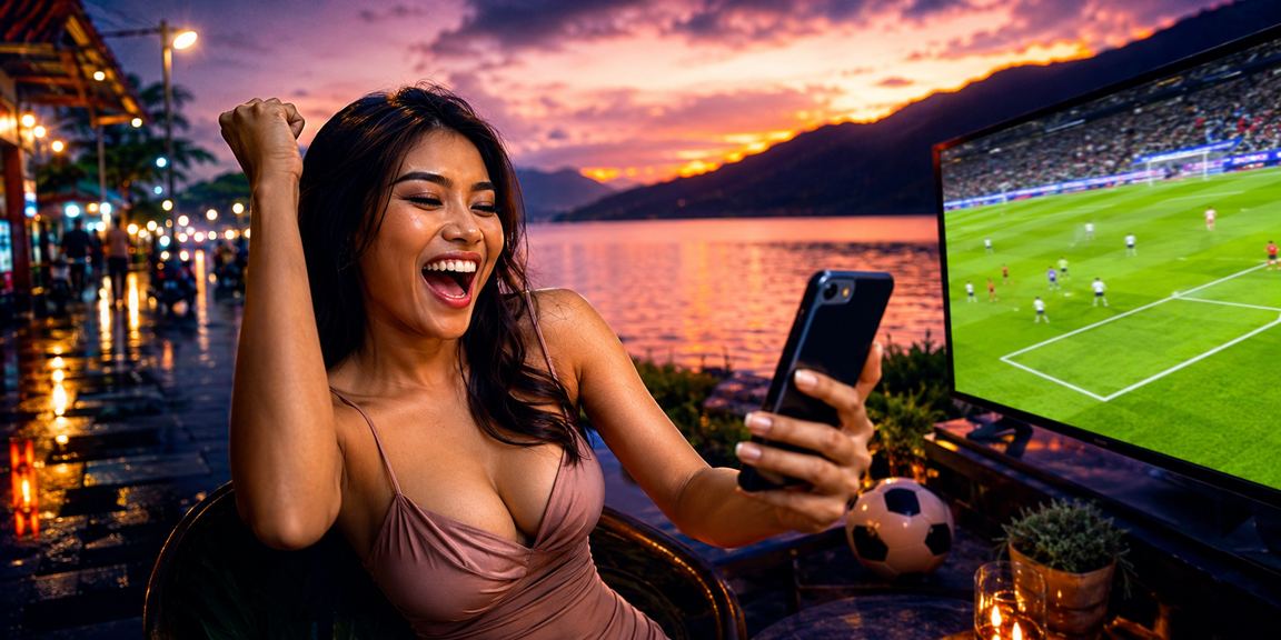 Pemain esports muda bertaruh menggunakan ponsel di lingkungan modern neon